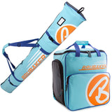BRUBAKER Ski Bag Combo for Ski, Poles, Boots and Helmet - Limited Edition - Light Blue / Orange