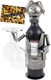 BRUBAKER Wine Bottle Holder "Waiter" - Metal Sculpture - Wine Rack Decor - Tabletop - With Greeting Card