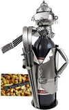 BRUBAKER Wine Bottle Holder "Skier" - Metal Sculpture - Wine Rack Decor - Tabletop - With Greeting Card
