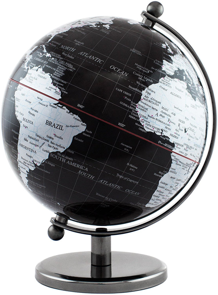 BRUBAKER Political World Globe - Office Decoration - 7.5 Inches tall - Black