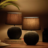 BRUBAKER Table or Bedside Lamps - Anthracite Gray - Ceramic Base In Two-Tone, Matt Finish - 15 Inches - Pack of 1 or 2