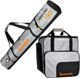 BRUBAKER Combo Set CarverTec Pro - Ski Bag and Ski Boot Bag for 1 Pair of Skis + Poles + Boots + Helmet - Silver Orange