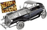 BRUBAKER Wine Bottle Holder "Classic Car" - Metal Sculpture - Wine Rack Decor - Tabletop - With Greeting Card