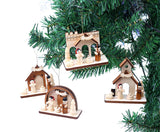 BRUBAKER 4-Pcs Cribs Pendant - Christmas Tree Hanging Ornaments Set - Mary and Joseph with Jesus - Wooden Christmas Tree Decorations - Hand Painted
