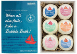 BRUBAKER 6 Handmade "When all else fails, take a Bubble Bath" Bath Bombs Gift Set - All Natural Vegan, Organic Ingredients - Avocado & Sesame Oil