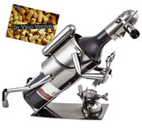 BRUBAKER Wine Bottle Holder "Diver with Camera" - Metal Sculpture - Wine Rack Decor - Tabletop - With Greeting Card