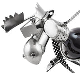 BRUBAKER Wine Bottle Holder "Skiing Moose" - Metal Sculpture - Wine Rack Decor - Tabletop - With Greeting Card