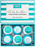 BRUBAKER 6 Handmade "Oh là là Chérie" Bath Bombs Gift Set - All Natural, Vegan, Organic Ingredients - Coconut Oil Moisturizes Dry Skin