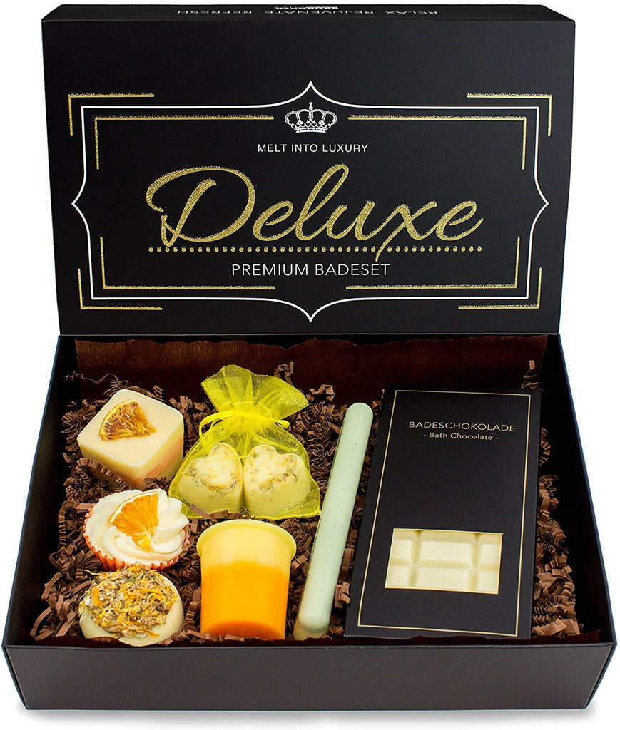 BRUBAKER Handmade "Deluxe Orange" Bath Bombs, Bath Melts Gift Set - All Natural and Vegan Ingredients - Shea Butter, Cocoa Butter & Olive Oil