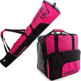 BRUBAKER Ski Bag Combo for Ski, Poles, Boots and Helmet - Limited Edition - Dark Pink / Black