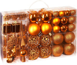 BRUBAKER 101 Pack Assorted Christmas Ball Ornaments - Shatterproof - with Green Pickle and Tree Topper - Designed in Germany