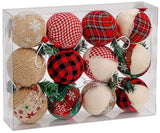 BRUBAKER 12-Piece Natural Jute Christmas Ornaments - Baubles Ball Ornaments - Red & Green - 3.2 Inches