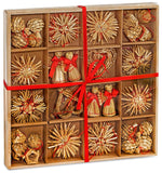 BRUBAKER 48-Piece Set Straw Tree Ornaments - Up to 2.6 Inches - Stars, Hearts, Angels & More