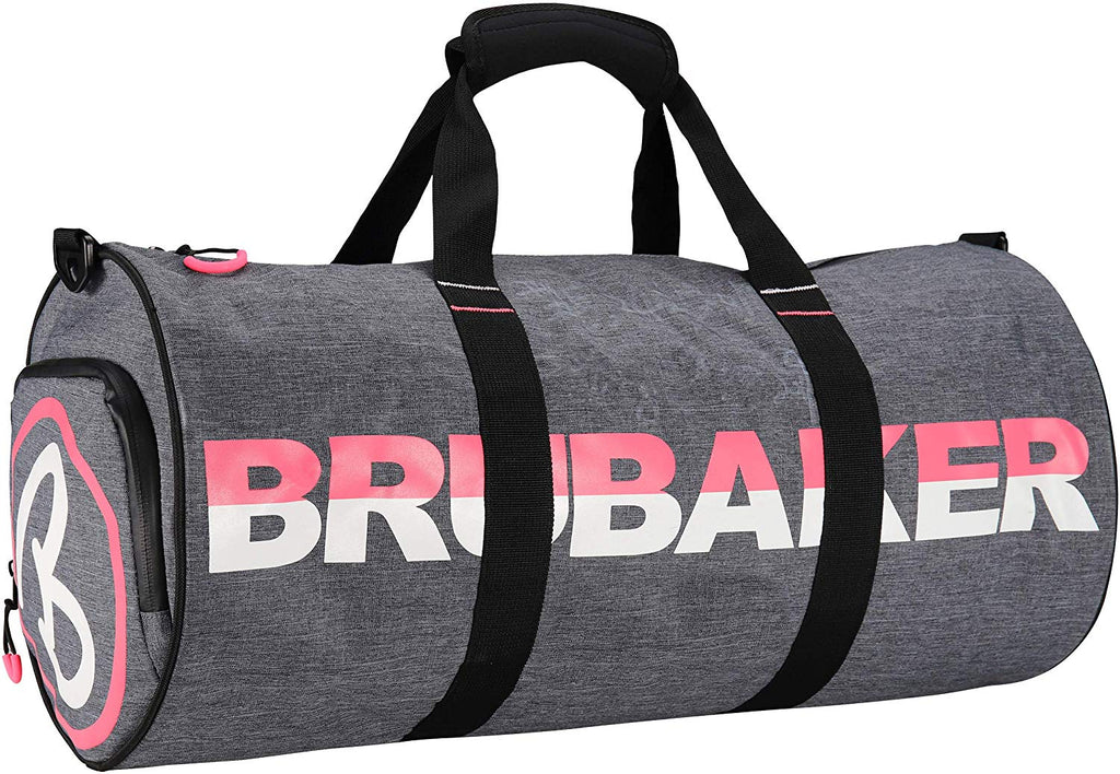 BRUBAKER Unisex Duffel Sports Gym Bag 27 L - Water Repellent - Shoe Compartment + Wet Pocket + Shoulder Strap - 21 x 10 x 10 Inches - Dark Gray Melange/Black