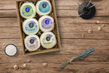 BRUBAKER 6 Handmade "Relax & Unwind" Bath Bombs Gift Set - All Natural, Vegan, Organic Ingredients - Macadamia Nut Oil Moisturizes Dry Skin