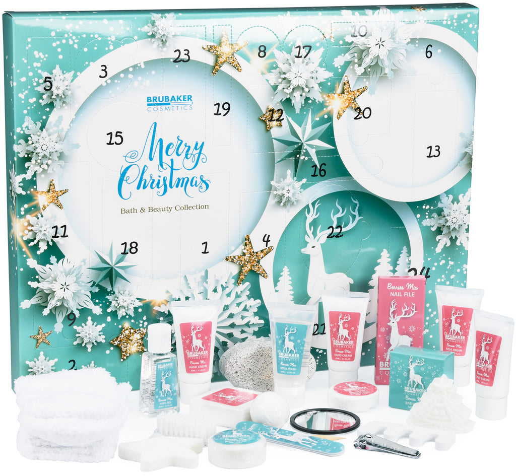 BRUBAKER Cosmetics Beauty Advent Calendar 24 Body Care Products & Spa Accessories - The XXL Wellness Christmas Calendar for Women and Girls - Mint Blue