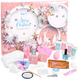 BRUBAKER Cosmetics Beauty Advent Calendar 24 Body Care Products & Spa Accessories - The XXL Wellness Christmas Calendar for Women and Girls - Stars and Snowflakes Pink