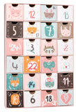 BRUBAKER Advent Calendar to Fill - Animal Christmas Pink - Reusable DIY Christmas Calendar with 24 Doors for Vouchers, Sweets and Other Surprises - 12.8 Inches Tall Made of Cardboard