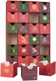 BRUBAKER Advent Calendar to Fill - Traditional Christmas Red Green - Reusable DIY Christmas Calendar with 24 Doors for Vouchers, Sweets and Other Surprises - 12.8 Inches Tall - Cardboard