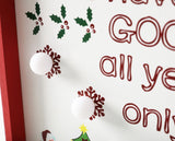 BRUBAKER Advent Calendar - Wooden Board with Calendar Sheets - White with 6 LED Lights - 11 x 1.57 x 14 inches