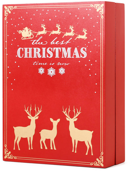 BRUBAKER Advent Calendar Wooden Christmas Book with 24 drawers - Red -