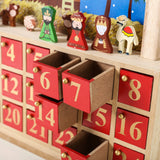 BRUBAKER Advent Calendar - Wooden House - Blue/Red - 13.5 x 12.6 x 2.4 inches