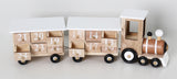 BRUBAKER Advent Calendar Wooden Christmas Train White - Natural Colors - 18.1 x 3.7 x 4.2 inches