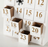 BRUBAKER Advent Calendar - Wooden House - White with LED Lighting 9.5 x 17.7 x 3.1 inches