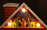 BRUBAKER Reusable Wooden Advent Calendar to Fill - Red Christmas House with Nativity Play and LED Lighting - DIY Christmas Calendar 8.27 x 3.54 x 11.81 inches