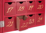 BRUBAKER Reusable Wooden Advent Calendar to Fill - Red Christmas House with Nativity Play and LED Lighting - DIY Christmas Calendar 8.27 x 3.54 x 11.81 inches
