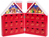 BRUBAKER Reusable Wooden Advent Calendar to Fill - Red Christmas House with Nativity Play and LED Lighting - DIY Christmas Calendar 8.27 x 3.54 x 11.81 inches