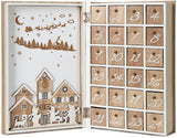 BRUBAKER Advent Calendar Wooden Christmas Book with 24 Drawers - White/Brown - 7.7 x 3 x 11.8 Inches