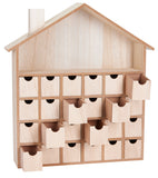 BRUBAKER Wooden Advent Calendar to Fill with 24 Drawers - DIY Unfinished Christmas Calendar for Painting, Crafting and Self-Design - Christmas House - 13.1 Inch High