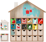 BRUBAKER Wooden Advent Calendar to Fill with 24 Drawers - DIY Unfinished Christmas Calendar for Painting, Crafting and Self-Design - Christmas House - 13.1 Inch High