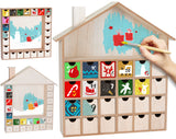 BRUBAKER Wooden Advent Calendar to Fill with 24 Drawers - DIY Unfinished Christmas Calendar for Painting, Crafting and Self-Design - Christmas House - 13.1 Inch High