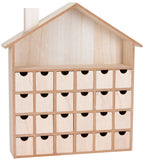 BRUBAKER Wooden Advent Calendar to Fill with 24 Drawers - DIY Unfinished Christmas Calendar for Painting, Crafting and Self-Design - Christmas House - 13.1 Inch High
