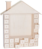 BRUBAKER Wooden Advent Calendar to Fill with 24 Drawers - DIY Unfinished Christmas Calendar for Painting, Crafting and Self-Design - Christmas House - 15.9 Inch High