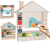 BRUBAKER Wooden Advent Calendar to Fill with 24 Drawers - DIY Unfinished Christmas Calendar for Painting, Crafting and Self-Design - Christmas House - 15.9 Inch High