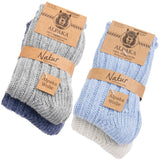 BRUBAKER 4 Pairs of Alpaca Kids Socks 100% Alpaca Wool - Children Baby Winter Socks - Wool Socks for Boys and Girls