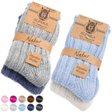 BRUBAKER 4 Pairs of Alpaca Kids Socks 100% Alpaca Wool - Children Baby Winter Socks - Wool Socks for Boys and Girls