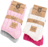 BRUBAKER 4 Pairs of Alpaca Kids Socks 100% Alpaca Wool - Children Baby Winter Socks - Wool Socks for Boys and Girls