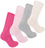 BRUBAKER 4 Pairs of Alpaca Kids Socks 100% Alpaca Wool - Children Baby Winter Socks - Wool Socks for Boys and Girls