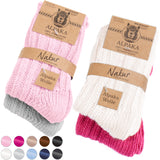 BRUBAKER 4 Pairs of Alpaca Kids Socks 100% Alpaca Wool - Children Baby Winter Socks - Wool Socks for Boys and Girls