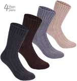 BRUBAKER 4 Pairs of Alpaca Kids Socks 100% Alpaca Wool - Children Baby Winter Socks - Wool Socks for Boys and Girls