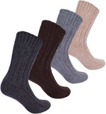 BRUBAKER 4 Pairs of Alpaca Kids Socks 100% Alpaca Wool - Children Baby Winter Socks - Wool Socks for Boys and Girls
