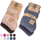 BRUBAKER 4 Pairs of Alpaca Kids Socks 100% Alpaca Wool - Children Baby Winter Socks - Wool Socks for Boys and Girls