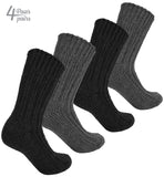 BRUBAKER 4 Pairs of Alpaca Kids Socks 100% Alpaca Wool - Children Baby Winter Socks - Wool Socks for Boys and Girls