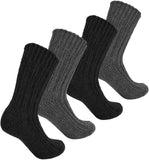 BRUBAKER 4 Pairs of Alpaca Kids Socks 100% Alpaca Wool - Children Baby Winter Socks - Wool Socks for Boys and Girls