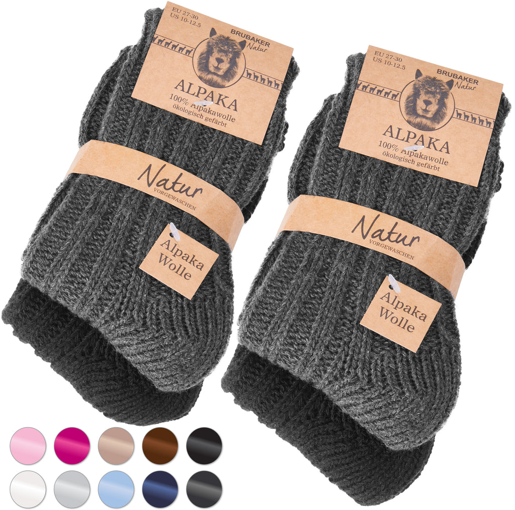 BRUBAKER 4 Pairs of Alpaca Kids Socks 100% Alpaca Wool - Children Baby Winter Socks - Wool Socks for Boys and Girls