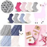 BRUBAKER 4 Pairs of Alpaca Kids Socks 100% Alpaca Wool - Children Baby Winter Socks - Wool Socks for Boys and Girls